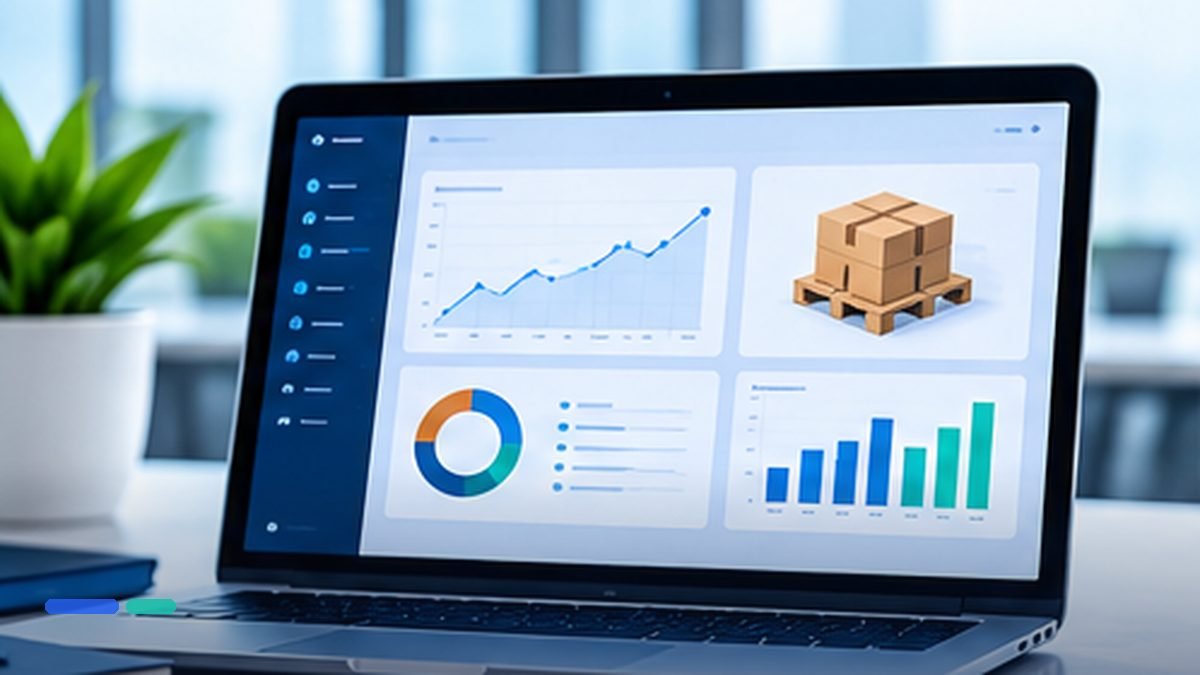 Original editorial illustration of small business software and operations