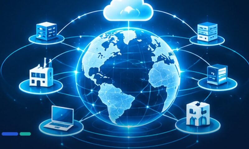 Original editorial illustration of small business software and operations