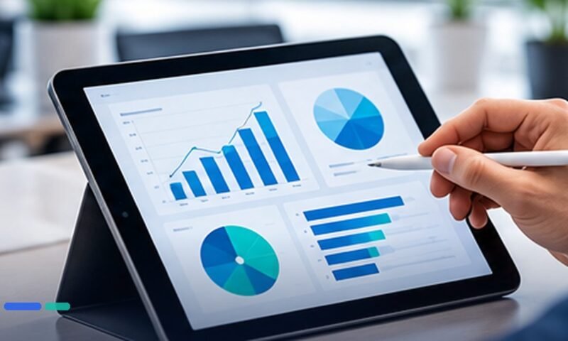 Original editorial illustration of small business software and operations