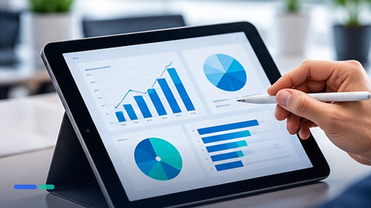 Original editorial illustration of small business software and operations