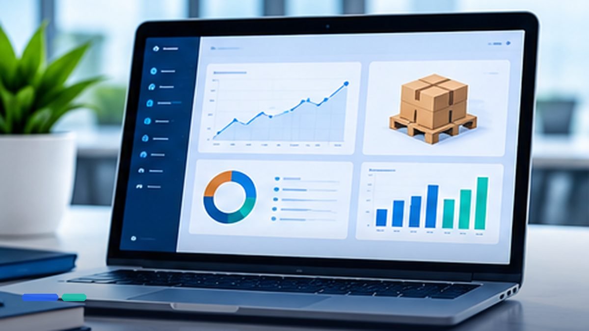Original editorial illustration of small business software and operations