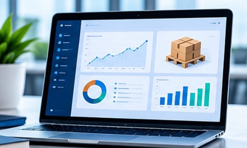 Original editorial illustration of small business software and operations