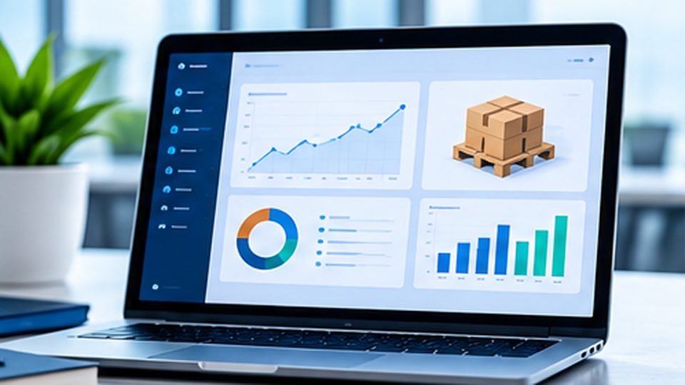 Original editorial illustration of small business software and operations