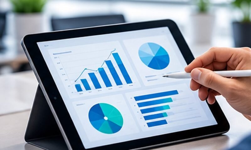 Original editorial illustration of small business software and operations