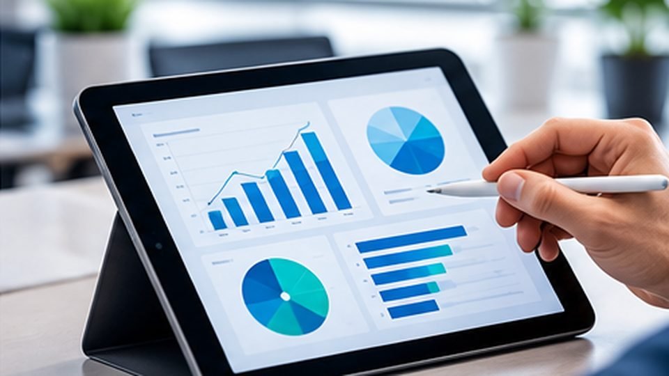 Original editorial illustration of small business software and operations